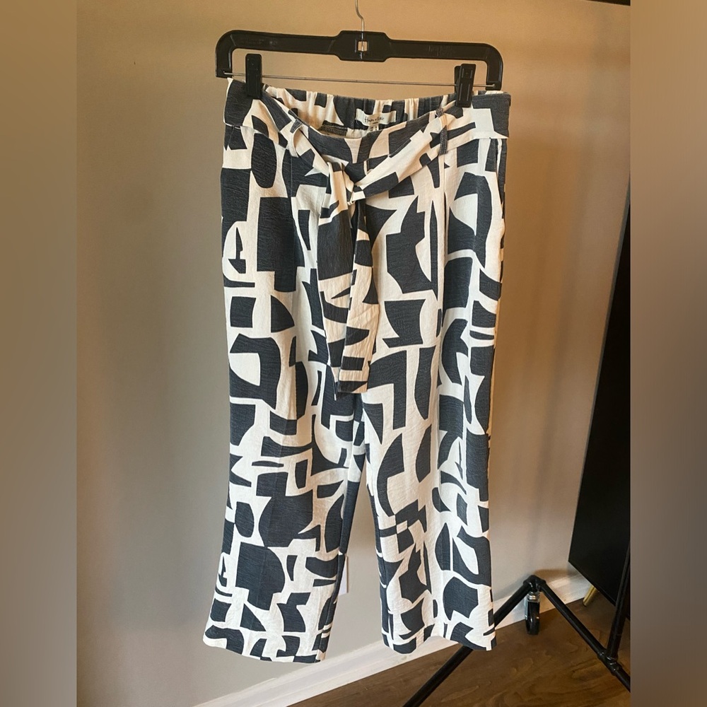 Haver + Blair Wide Leg Gray & Cream Wide Leg Geometric Pant-Size S